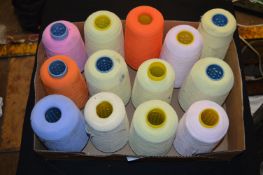 Thirteen Rolls of Mixed Coloured Polyester Thread
