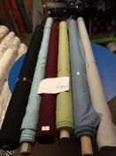 Four Rolls of Polyester Crepe Fabric Assorted Colours and Lengths