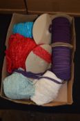 Box Containing Six Rolls of Lace Lingerie Trim (Various Colours)
