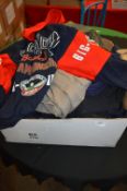 Box Containing 50 Assorted Items of Clothing; Trousers, Tops, Sports Hoodies, etc.