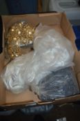 Box of Chrome Buttons, Plastic Hoops, etc.