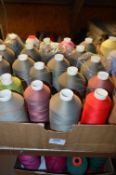 Box Containing Twenty Spools of Polyester Thread (Mixed Colours)