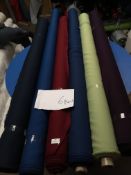 Four Rolls of Polyester Crepe Fabric Assorted Colours and Lengths