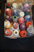 Box Containing 20 Mixed Spools of Polyester Cotton