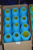 Twelve Cones of Blue Polyester Thread