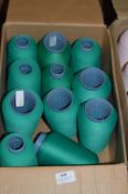 Eleven Cones of Emerald Green Polyester Thread
