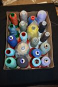 Box Containing 20 Mixed Spools of Polyester Cotton