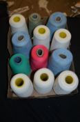 Twelve Cones of Mixed Polyester Thread
