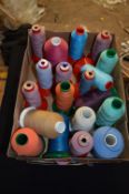 Box Containing Mixed Spools of Polyester Thread