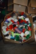 Box Containing a Large Quantity of Full and Part Cones of Assorted Cottons and Threads