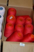 Ten Cones of Red Polyester Thread
