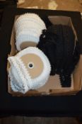 Two Rolls of White and a Roll of Black Lace Trim