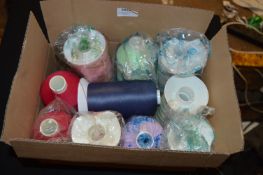 Box Containing Mixed Spools of Polyester Thread