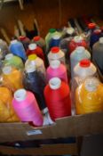 Box Containing Twenty Spools of Polyester Thread (Mixed Colours)