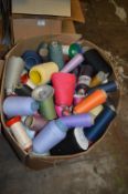Box Containing Assorted Full and Part Cones of Threads and Cottons