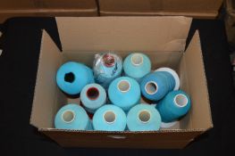 Ten Cones of Blue Polyester Thread