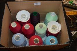 Box Containing Mixed Spools of Polyester Thread