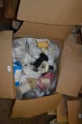 Box Containing Assorted Elastics, Ribbons, Cords, Size Labels, etc.