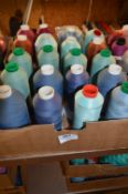 Box Containing Twenty Spools of Polyester Thread (Mixed Colours)