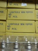 Four Boxes of 12 Light Bulb Pepper Pots