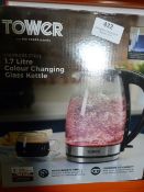 *Tower 1.7L Colour Changing Glass Kettle