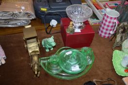 Silver Plated Rose Bowl, Brass Horse & Carriage, G