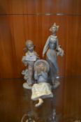 Two Lladro and One Leonardo Figurines (Damaged)