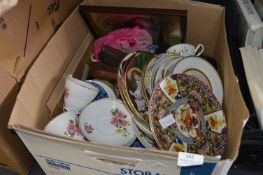 Box of Decorative Wall Plates, Prints, etc.