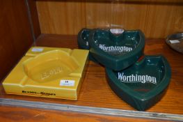 Four Brewery Ashtrays - Worthington and B&H