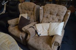 Pair of Brown Leaf Upholstered Electric Reclining