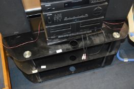 Black Glass Three Height TV Unit