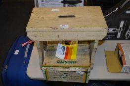 Small Pine Stool and Biscuit Tin