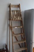 Six Tread Folding Wooden Steps