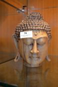 Carved Wood Buddha Bust
