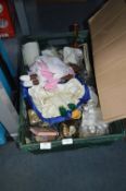 Box Containing Rag Dolls, Dressing Table Set, Orna