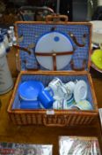 Wicker Picnic Basket and Contents