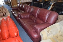 Oxblood Leatherette Three Seat and Two Seat Sofas