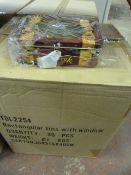 Two Boxes of 36 Rectangular Treasurek Tins with Wi