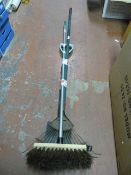 Garden Tools Including Rake, Brush and Spade