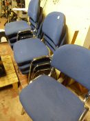 *Eight Chrome & Blue Upholstered Waiting Room Chai