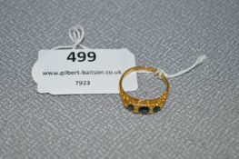 18cT Gold Dress Ring set with Green Stones - 3g gross