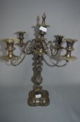 Silver Plated Five Branch Candelabra