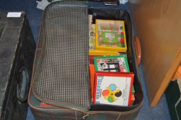 Girl Guide Bag and Contents of Vintage Puzzle Toys