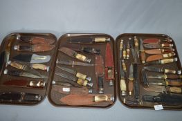 Three Trays Containing Horn Handled Dagger with Sheathes