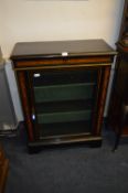 Victorian Ebonised Walnut Inlaid Display Side Cabinet