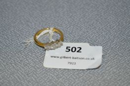 18cT Gold Ring set with Three Diamonds - 4.5g gross