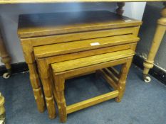 Nest of Three Oak Mouseman Style Tables