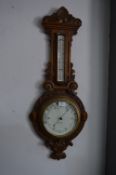 Carved Oak Framed Wall Barometer by Dupple & Son of Norwich