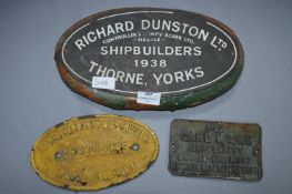 Three Ship Builders Name Plaques