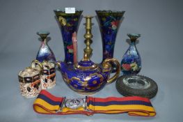 Pair of Rubens Ware Pomegranate Vases, Army Medics Corps Belt, etc...